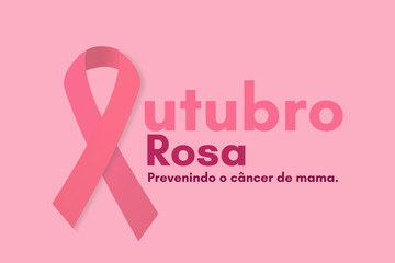 Outubro Rosa. Mensagem de prevenção contra o câncer de mama.