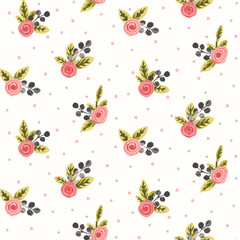 Rose corsage seamless vector pattern.