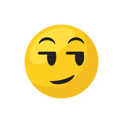 Fototapeta premium Smirk emoji face flat style icon vector design