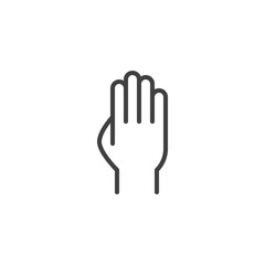 Fototapeta na wymiar Stop hand gesture line icon. linear style sign for mobile concept and web design. Open human palm outline vector icon. Symbol, logo illustration. Vector graphics