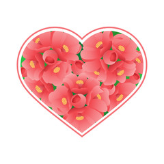 Heart filled with pink flowers on a white background. The item is suitable for decorating the various holidays of love, or love confession For greeting cards or invitations to events. Decoration.