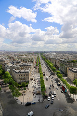 Beautiful panoramic view of Paris from the roof of the Triumphal Arch