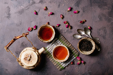 Black tea in a ceramic cup