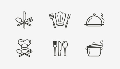 Cooking icon set vector. Culinary, restaurant, cuisine symbol or logo - obrazy, fototapety, plakaty