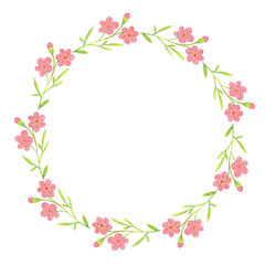 Fototapeta na wymiar Pink flower illustration floral frame