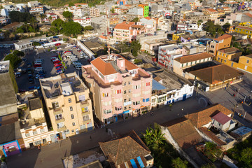 Aerial view of Assomada city in Santa Catarina district of Santiago Island in Cape verde