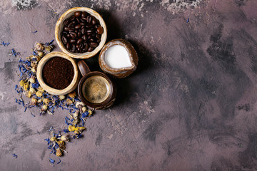 Fresh coffee in ceramic cup