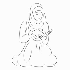 Muslim woman prays, reads the Koran