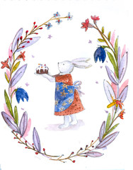 watercolor card. Happy Mother's Day. March 8! Happy Women's Day! Happy Easter!