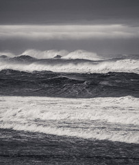 Dramatic Crashing Ocean Waves portrait in Black and White