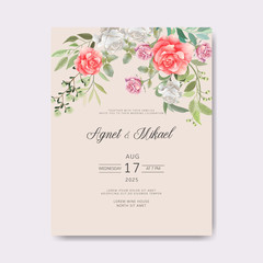 wedding invitation with beautiful and romantic floral themes