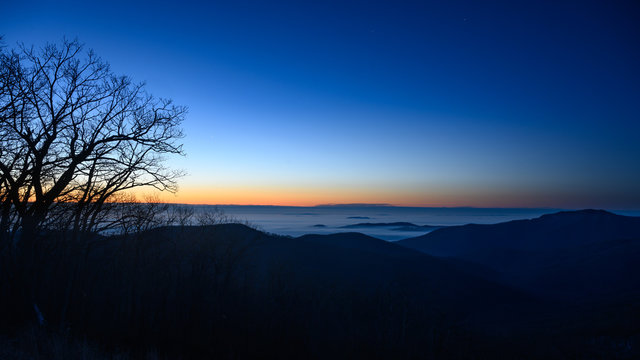 Jupiter And Fog Covered Virginia Piedmont Before A Winter Dawn