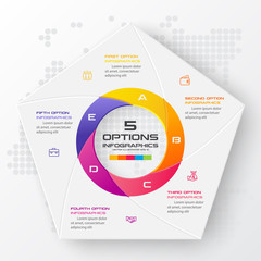 Pentagon elements for infographic,Business concept with 5 options,Vector illustration.