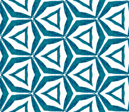 Fototapeta Blue kaleidoscope seamless pattern. Hand drawn wat