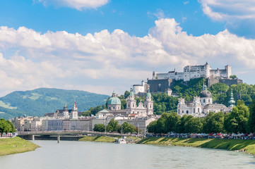 Salzach river on its way through Salzburg, Austria