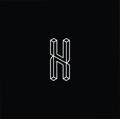 Outstanding professional elegant trendy awesome artistic black and white color 3d H HH initial based Alphabet icon logo.