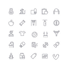 Line icons set. Gym pack. Vector illustration