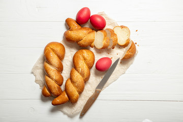 Greek easter buns. Greek Easter. Italian Easter. Traditional easter bread. Easter eggs