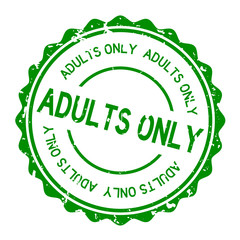 Grunge green adults only word round rubber seal stamp on white background