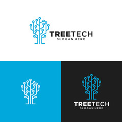 Network connection creative vector logo. Digital tree logotype concept. Cloud storage icon