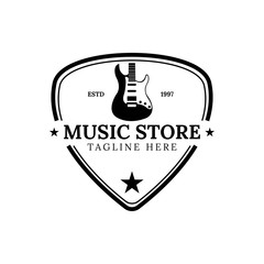 Guitar music store logo concept