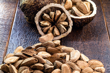 Chestnuts from Pará, also known as Brazil nuts (in Portuguese: Castanha-do-Pará or Castanha-do-Brasil) Center of Belém, Pará, northern Brazil, bolivia and Amazon rainforest.