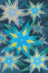 abstract dark floral background with flowers