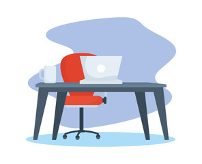 office workplace with laptop scene