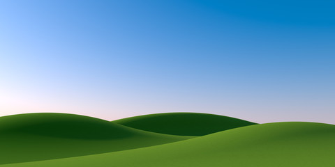 Blue sky background. Nature and mountains. 3D illustration