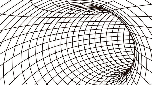 Vector illustration. 3D corridor mesh. Frame tunnel.