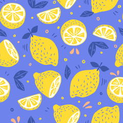 Motif harmonieux de citrons frais pour le tissu, dessin d& 39 étiquettes, impression sur t-shirt, papier peint de la chambre des enfants, fond de fruits.