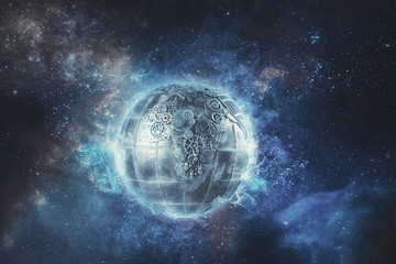  Steampunk Pianeta terra tra metallo e ingranaggi 