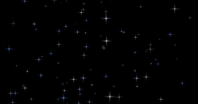 dunkel schwarzer Nachthimmel mit glitzernden Sternen, hellblau und bl&auml;ulich