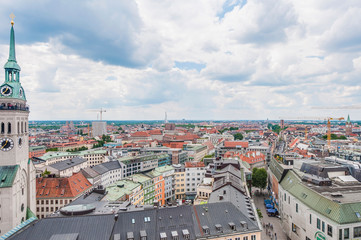 Obraz premium View of Munich as seen from the Neues Rathaus tower.