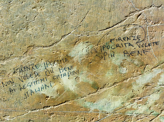 Vandalism on ancient walls
