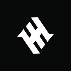 Fototapeta premium Initial letter double H or E logo template with sporty diamond line art symbol in flat design monogram illustration