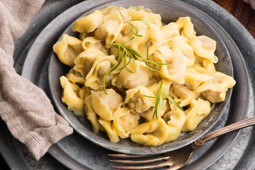 Meat Dumplings - russian boiled pelmeni in plate