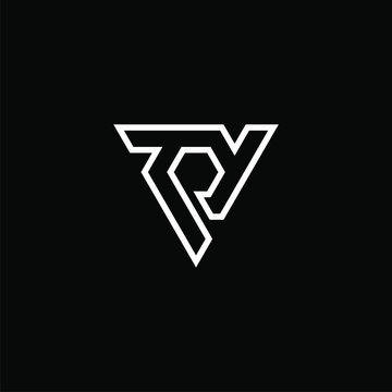Initial letter TY or P logo template with sporty triangle line art symbol in flat design monogram illustration