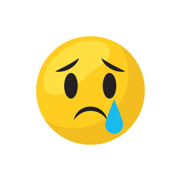 Sad emoji face flat style icon vector design