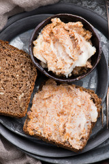 East European speciality - pork fat fried with onion