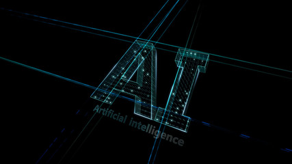 AI artificial intelligence digital network computer technology 3D illustration.