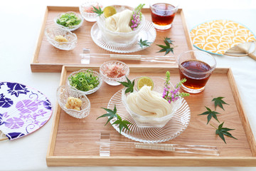 氷の器でそうめん
