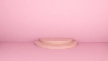 cosmetics podium concept on pink background 3d render