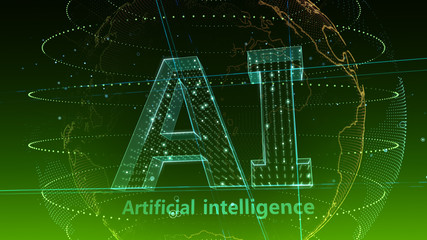 AI artificial intelligence digital network computer technology 3D illustration.