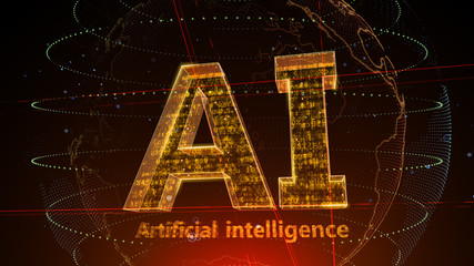 AI artificial intelligence digital network computer technology 3D illustration.