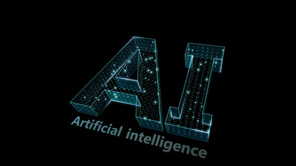 AI artificial intelligence digital network computer technology 3D illustration.