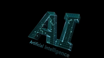 AI artificial intelligence digital network computer technology 3D illustration.