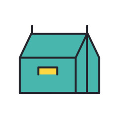 tent military force line and fill style icon