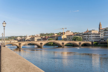 Fototapeta na wymiar The Ponte alla Carraia bridge in Florence, Italy.