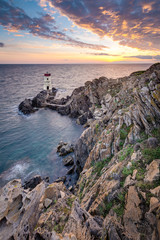 Capo Ferro lighthouse in Sardinia, Italy.